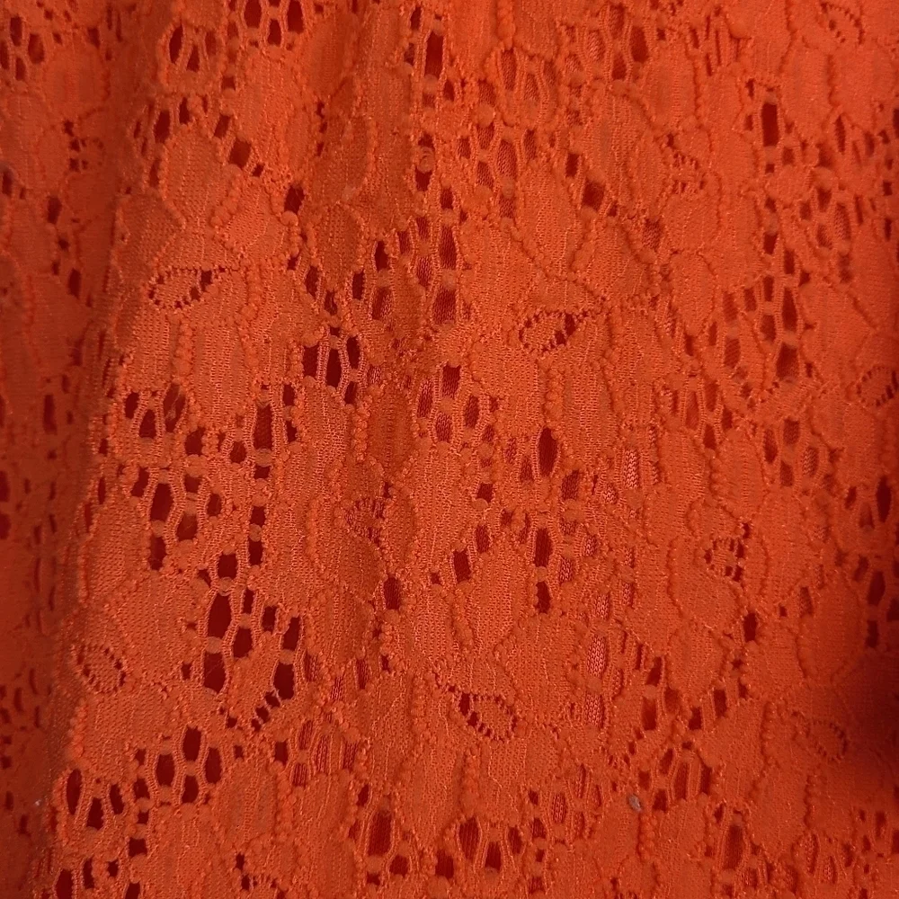 Laundry By Shelli Segal Orange Eyelet Lace Midi Dress Size Small - Picture 5 of 8